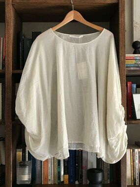 Elsa Esturgie Gloire semi-sheer top in Ecru white size 42 (XL), new with tags